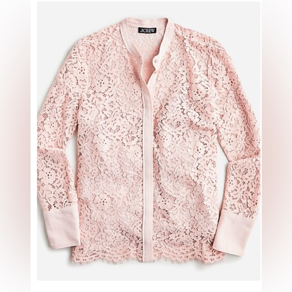 J.Crew pale pink lace button up blouse